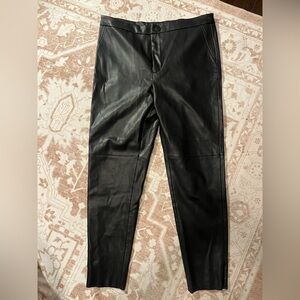 Zara Black Straight Leg Leather Pants